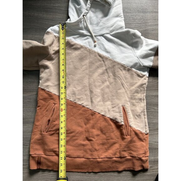 Ampersand Ave Colorblock Hoodie Campground BROWN TAN WHITE Knit Sweatshirt XL - Picture 4 of 7